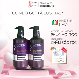 Combo Dầu gội xả Lusstaly phục hồi chống gãy rụng tóc, Lusstaly Vitamin E Collagen 500ml