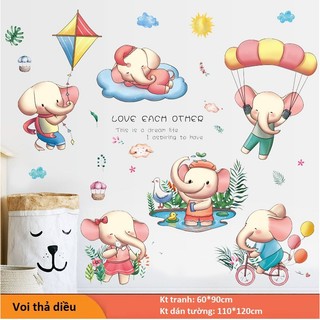 Decal CHÚ VOI  ngộ nghĩnh - Tranh dán tường động vật cho bé II