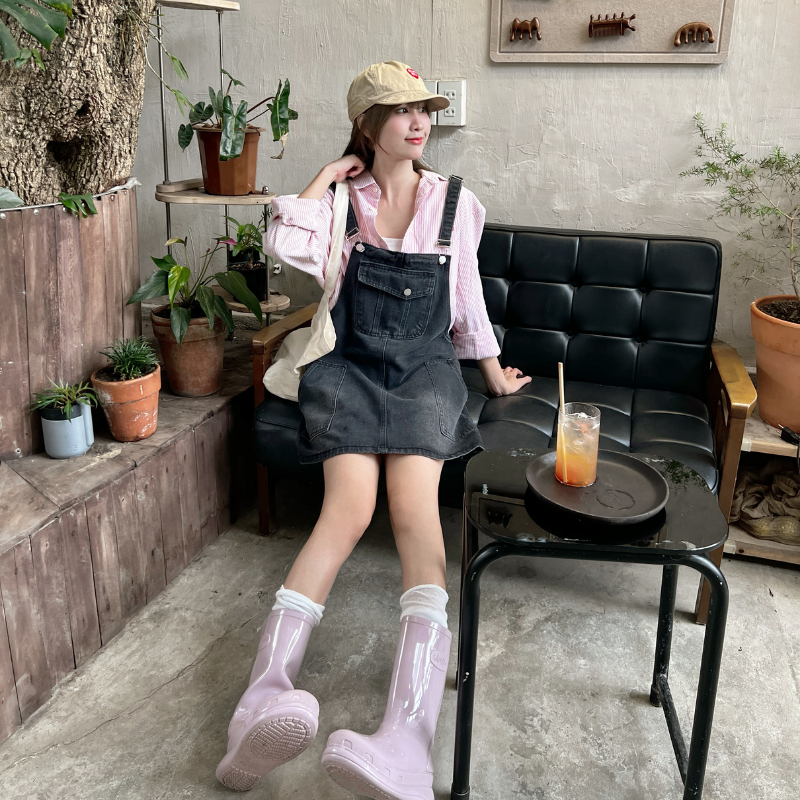 Váy yếm Jeans nữ vải không co giãn chất jeans mềm mặc mùa hè màu khói phong cách Hàn Quốc Meisy | BigBuy360 - bigbuy360.vn