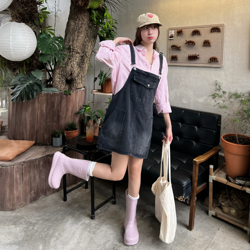 Váy yếm Jeans nữ vải không co giãn chất jeans mềm mặc mùa hè màu khói phong cách Hàn Quốc Meisy | BigBuy360 - bigbuy360.vn