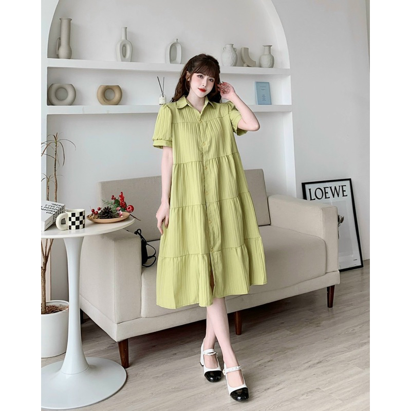 Váy bầu công sở thời trang thiết kế dáng sơ mi và sau sinh