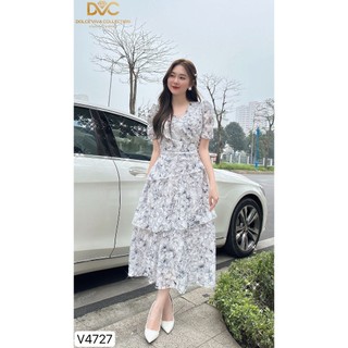 VÁY NỮ ĐI CHƠI, VÁY HOA NHÍ CHIẾT LY EO ĐÍNH NGỌC MẶC ĐI CHƠI V4727 - DVC