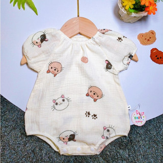 Áo body muslin cộc tay cho bé gái 3-11kg D-KUN BABY