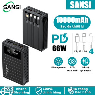 Sạc Dự Phòng 10000mAh - 66W Siêu nhanh Đi kèm với 4 cáp+đèn ngủ nhỏ Áp dụng cho IP 14 13 12 XIAOMI HUAWEI