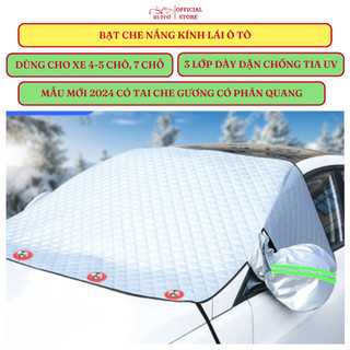Tấm Che Nắng Kính Lái Ô Tô 3 Lớp Cách Nhiệt Chống Nóng Ruffo Có Tai Che Gương Phản Quang Cao Cấp Giá Rẻ Siêu Gọn Nhẹ