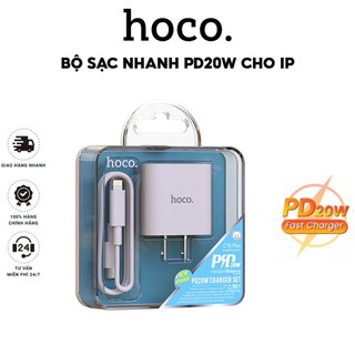 Bộ Sạc Nhanh PD 20W Chính Hãng Hoco Chuẩn Type C to IP Dùng Cho IP 7-8-X-Xr-Xs-XSM-11-12-13-14-Pro-Plus-Promax