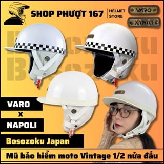 Mũ bảo hiểm nửa đầu Napoli Bosozoku Japan Style nửa đầu vintage - Nón bảo hiểm moto Vintage 1/2 đầu