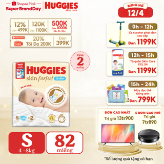 BU Tã bỉm dán sơ sinh Huggies Skin Perfect S 80+2 miếng với 2 vùng thấm