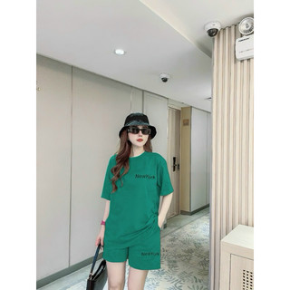 SET BỘ NỮ SHORT COTTON  THÊU LOGO CAO CẤP