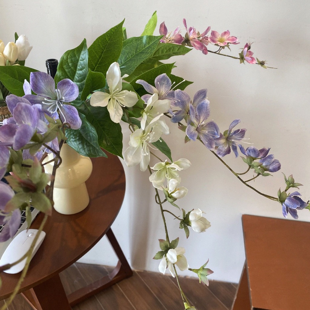 Hoa giả, hoa hải đường vải lụa decor trang trí nhà cửa, homestay, phụ kiện chụp hình