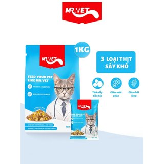 Thức ăn hạt cho mèo mọi lứa tuổi Mr.Vet 1 Kg - Hạt mix topping cho mèo mọi lứa tuổi MrVet 1Kg