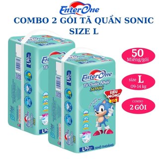 (Combo 2 gói) Tã quần EnterOne Sonic size L 50 miếng dành cho bé từ 09 đến 13 kg
