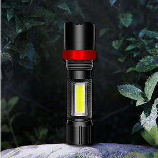  Đèn pin siêu sáng RB mini thân kim loại 2 in 1  đèn có cạnh dải cob sạc cổng USB 