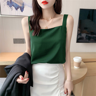 Áo 2 dây lụa cổ vuông mặc trong vest, blazer Áo lụa hai dây có size - VannhShop AO0031