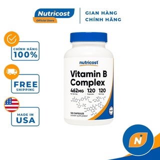 NUTRICOST VITAMIN B COMPLEX 462MG Hỗ Trợ Cải Thiện Trí Nhớ, Tăng Cường Hệ Miễn Dịch 120 VIÊN NHỘNG