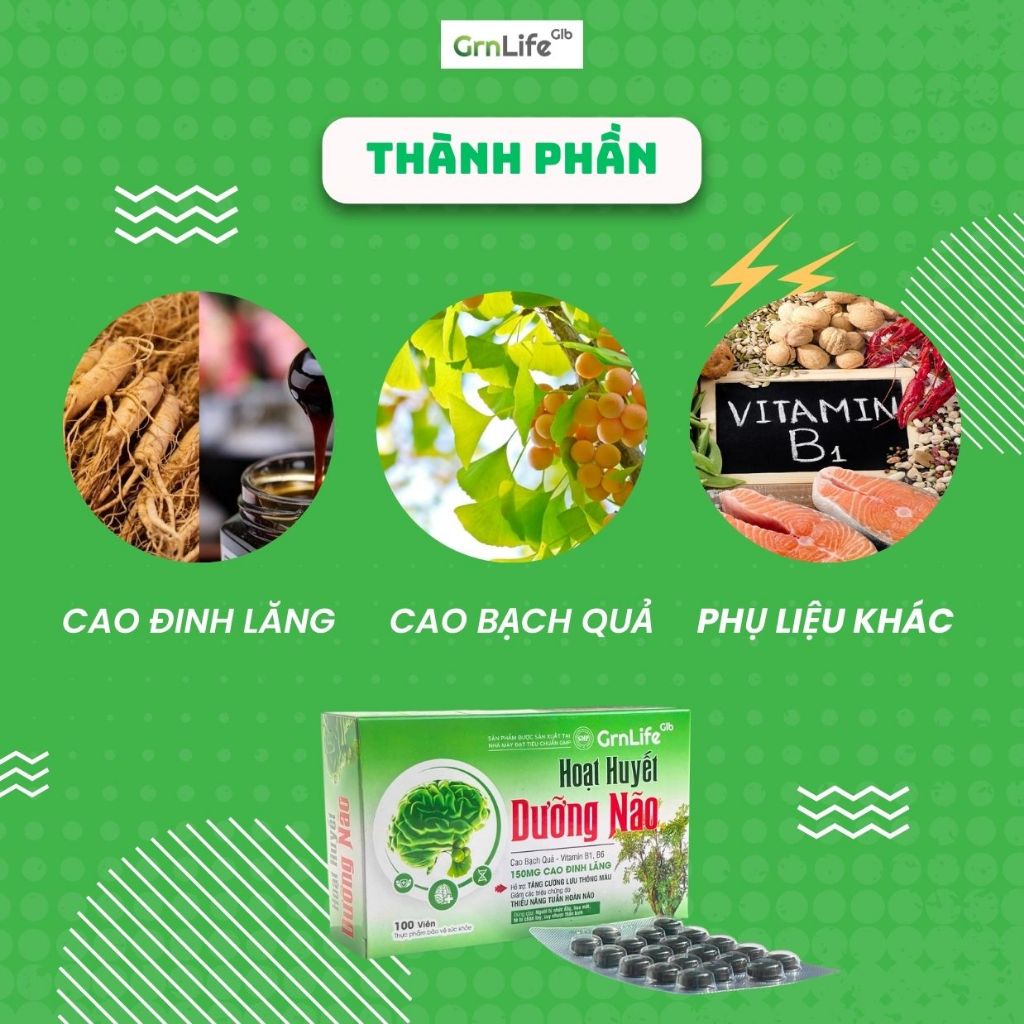 Hoạt Huyết Dưỡng Não Đại Uy (100 viên) - Bổ não, tăng cường trí nhớ (bao phim, bao đường)