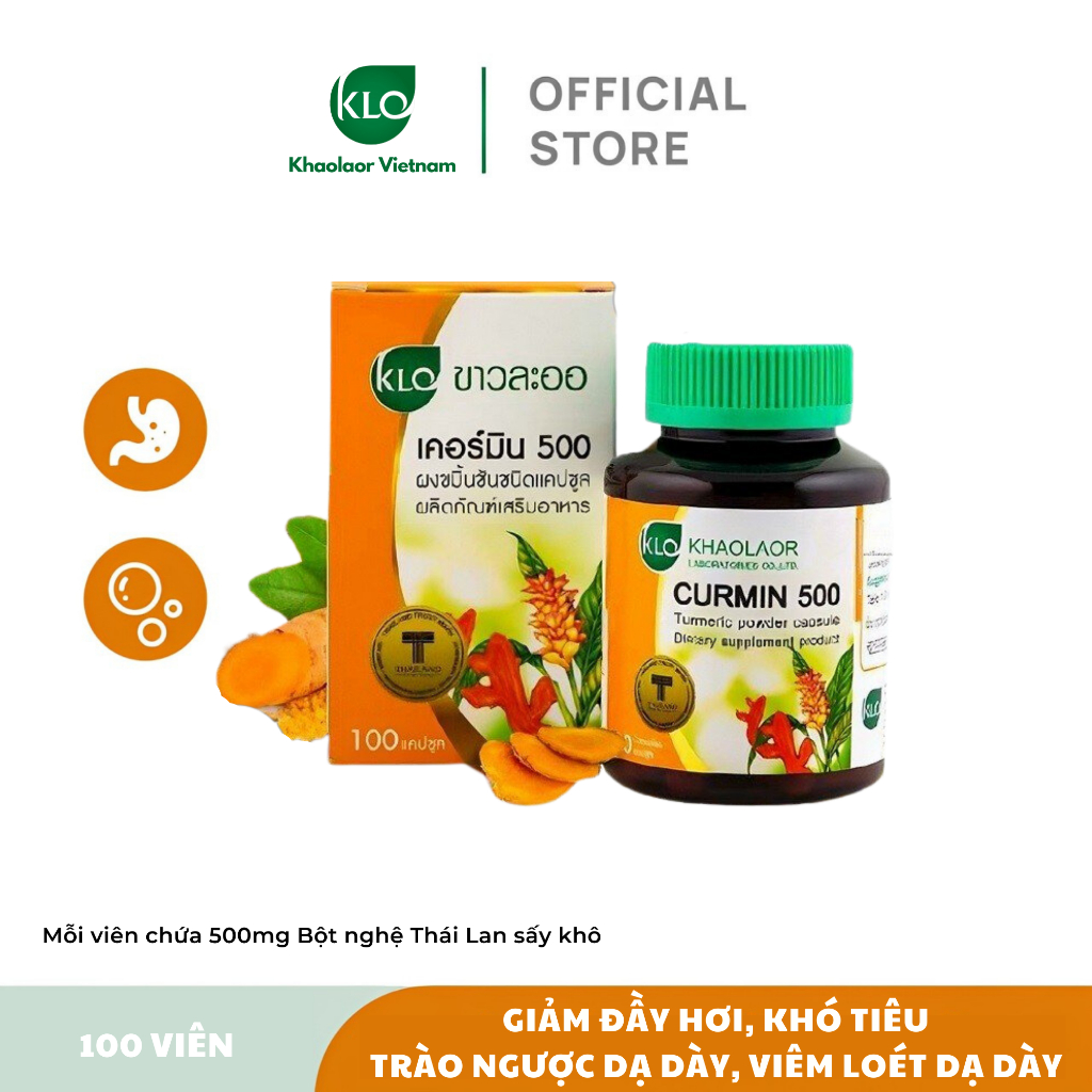 Thực Phẩm Bảo Vệ Sức Khỏe - KHAOLAOR - Viên Nghệ Thái Lan Curmin 500 - 100 viên