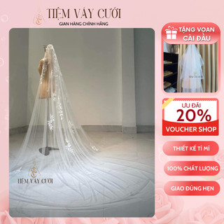 Voan đội đầu cô dâu, voan lúp cài đầu, voan thiết kế cô dâu dài 2m,3m, tvcv3