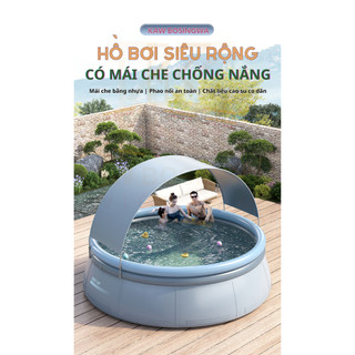 Bể Bơi Phao Tròn Có Mái Che Nắng Ngoài Trời, Bể Hai Lớp Dày Dặn, Chắc Chắn, Dùng Cho Nhiều Người