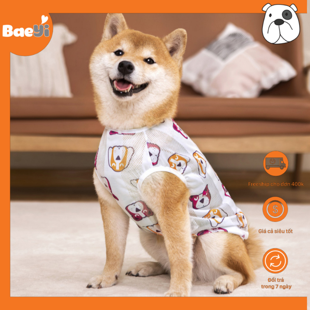 Áo cho chó lớn vải ba lỗ cún hồng , áo cho chó size lớn mỏng mát, chăm sóc thú cưng phụ kiện thú cưng tại BaeYi petshop