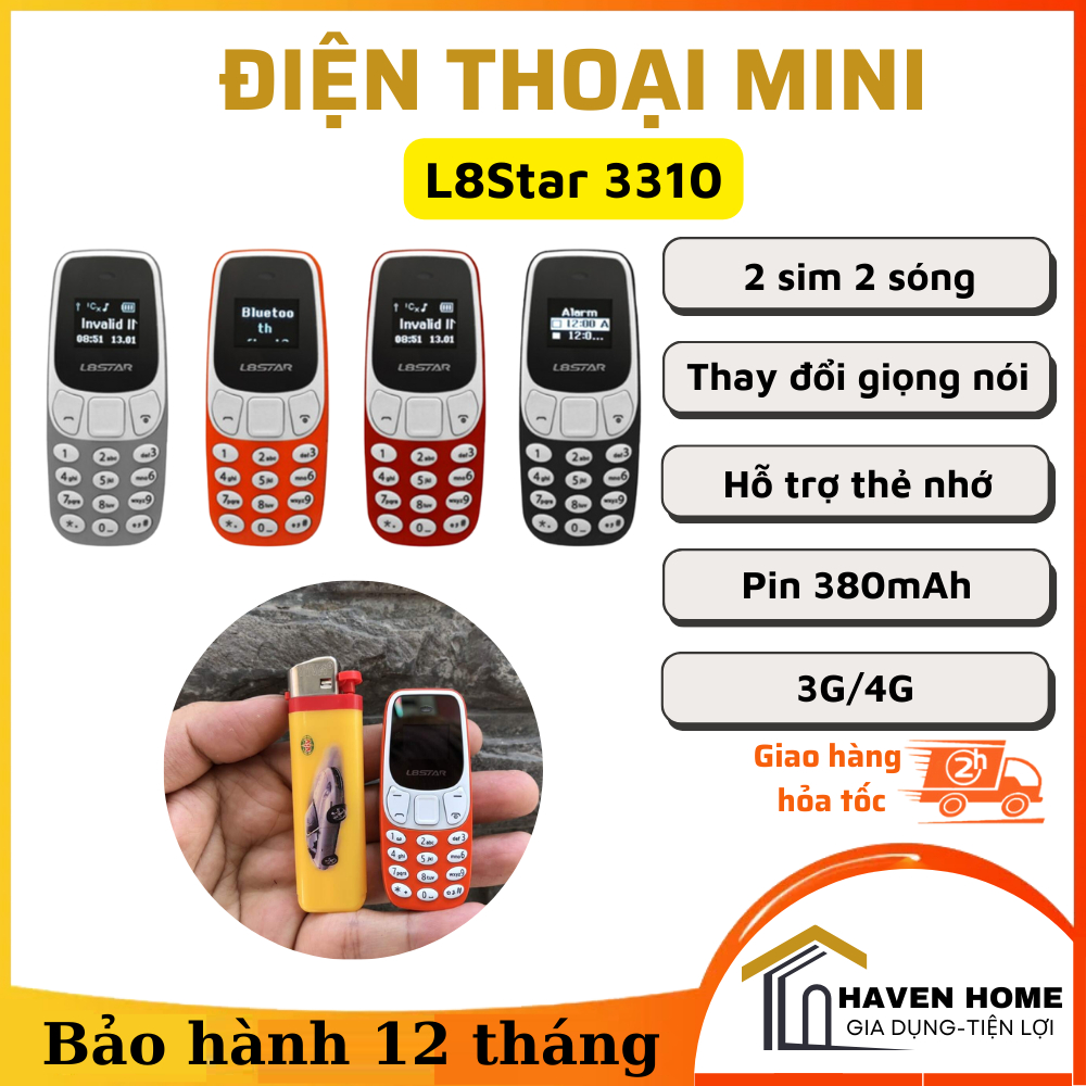 Điện Thoại Mini Siêu Nhỏ 3310 L8STAR - 2 Sim 2 Sóng Hỗ Trợ 3G/4G , Thay Đổi Giọng Nói - Nghe nhạc MP
