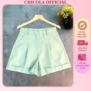 Quần đùi lật gấu nữ chicola official quần short chất vải tuyết mưa cao cấp co657