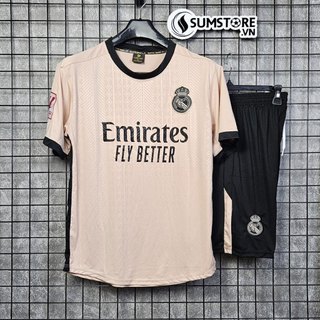 Áo Đá Bóng Real Kem SV 2024 Mới - Áo Thể Thao Unisex Thun Lạnh