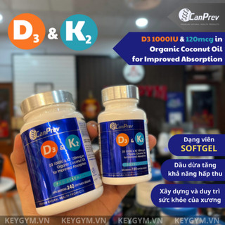 [KEYGYM] Thực Phẩm Bổ Sung Canprev D3K2 - D3, viên nang dầu dừa tăng khả năng hấp thu - KEYGYM