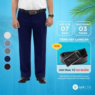 Quần tây trung niên nam vải tăm ANCHI xanh than sang trọng lịch sự - B4QAACVT