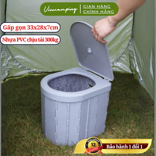 Bồn cầu di động dã ngoại cắm trại gấp gọn nhựa pvc bền, toilet di động dùng khi đi cắm trại, du lịch