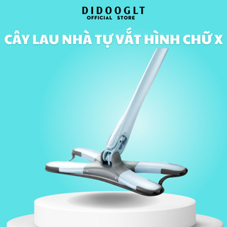 Cây lau nhà tự vắt hình chữ X, lau khô và lau ướt, thanh thép không han gỉ, khớp xoay 360 độ, 2 bông lau - Didooglt
