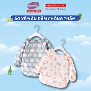 Áo yếm ăn dặm chống thấm dài tay cho bé tập ăn, tập vẽ Mastela size từ 6-36 tháng