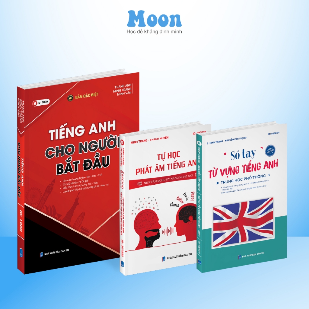 Combo sách học tiếng anh giao tiếp cơ bản cho người mới bắt đầu moonbook