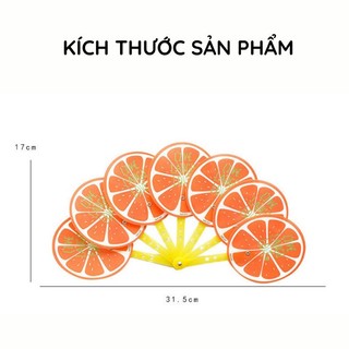 Quạt nhựa cầm tay hình hoa quả, quạt xòe nan bằng nhựa, có tay cầm