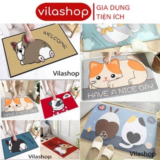 Thảm lau chân hình thú, thảm sàn nhà chống trượt 3d hình hoa đẹp, thấm hút tốt, kích thước