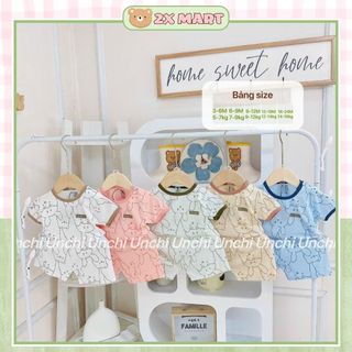 Bộ cộc tay cho bé trai gái vải cotton giấy màu cho bé, in hình ngộ nghĩnh, chất vải mềm mát - 2X MART