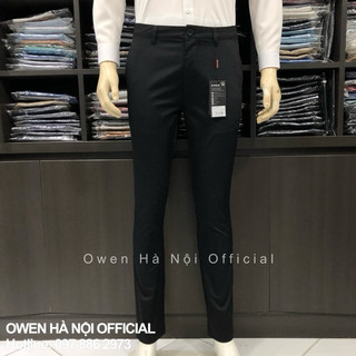 Quần kaki owen màu đen slim fit qksl231310