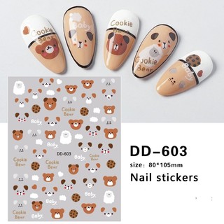 Sticker nail hình gấu trang trí móng mã mới