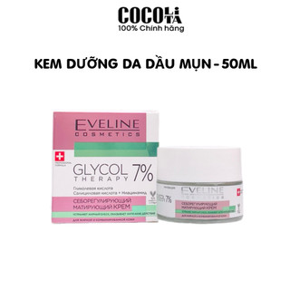 Kem dưỡng da Eveline Glycol Therapy kiềm dầu, ngừa mụn, làm sáng da 50ML