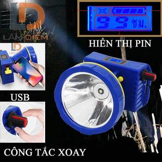 Đèn đeo đầu pin sạc usb led siêu sáng có màn hình lcd 583