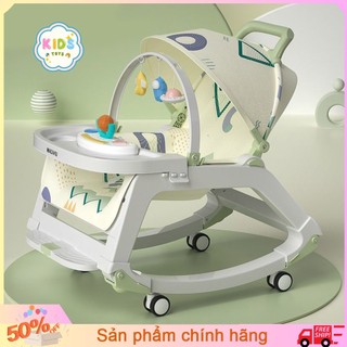 Ghế ăn dặm ghế rung nhún bập bênh có bánh xe tháo rời kết hợp đồ chơi 5 trong 1 sản phẩm .