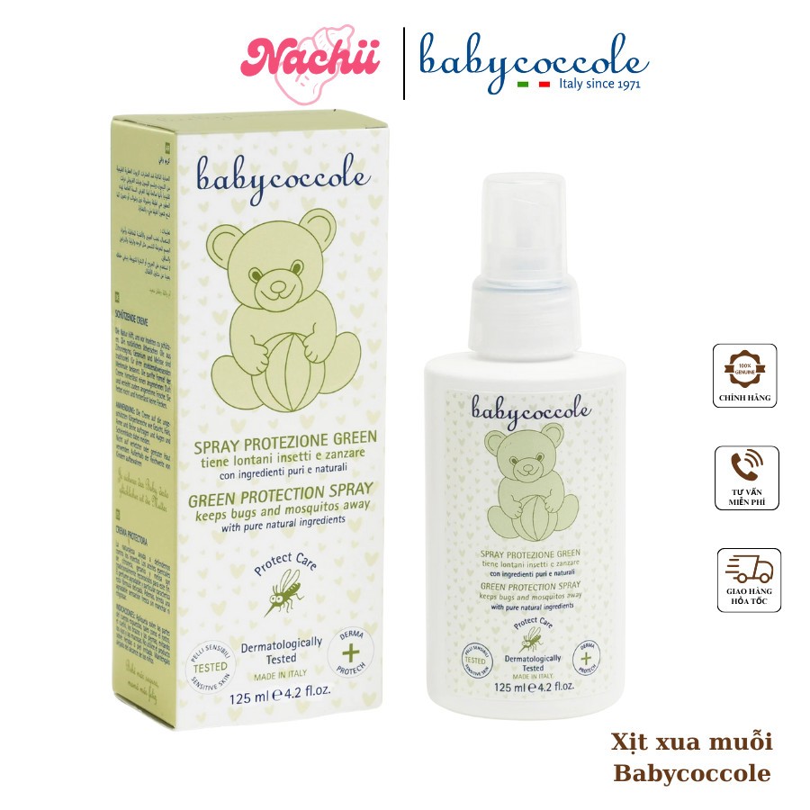 Xịt xua muỗi Babycoccole 0M+ chống muỗi đốt cho bé và cả gia đình, chiết xuất tía tô đất và cây phong lữ 125ml