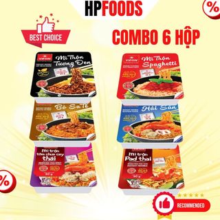 Combo 6 hộp mì trộn ViFon các loại Tương Đen Hải Sản Bò Sa Tế Spaghetti Pad Thái Tôm Chua Cay-Mì xào trộn ăn liền ViFon