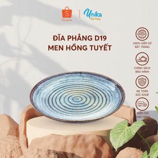 Đĩa tròn men hồng tuyết d19 - gốm sứ cao cấp bát tràng