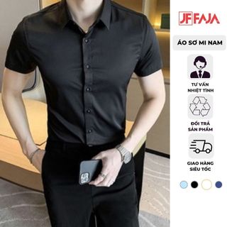 Áo Sơ Mi Nam Tay Ngắn FAJA Áo Sơ Mi Nam Cộc Tay Dáng Ôm Vải Lụa Chống Nhăn Chống Xù Thoáng Mát