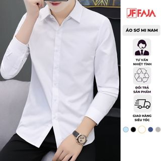 Áo sơ mi nam dài tay FAJA Hàn Quốc dáng ôm vải lụa thái chống nhăn cao cấp