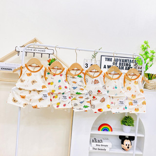 Combo 5 bộ ba lỗ vải tăm lạnh họa tiết cho bé trai, bé gái 4-16kg
