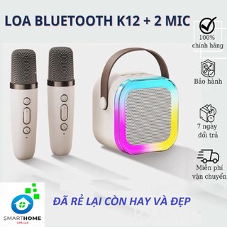 Loa bluetooth k12 kèm 2 micro không dây hát karaoke tại nhà, âm thanh hay bass cực chuẩn bh 12thang