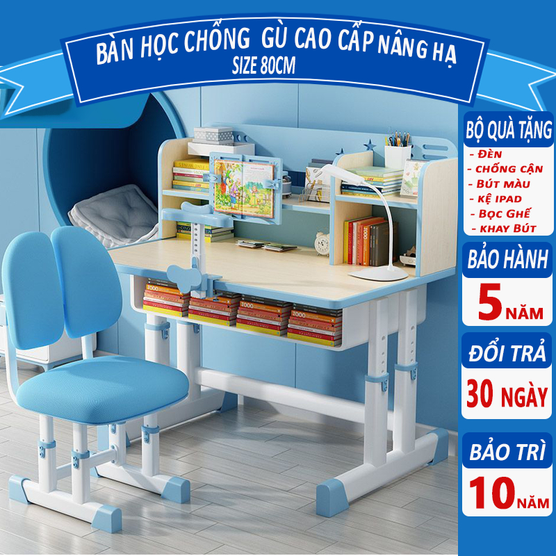 Bàn học chống gù chống cận, tăng chỉnh độ cao ,bàn học sinh trẻ em thông minh E01 bộ bàn chống gù cho bé