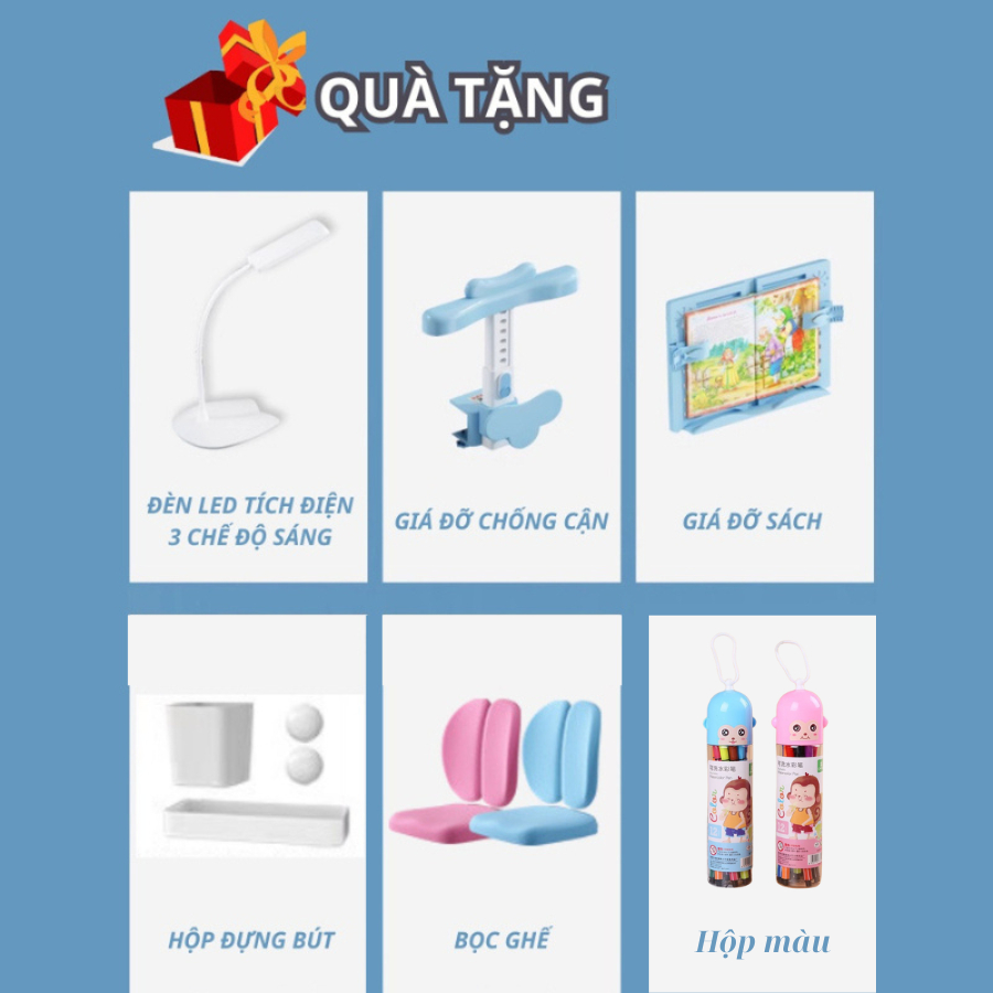 Bàn học chống gù chống cận, tăng chỉnh độ cao ,bàn học sinh trẻ em thông minh E01 bộ bàn chống gù cho bé | BigBuy360 - bigbuy360.vn